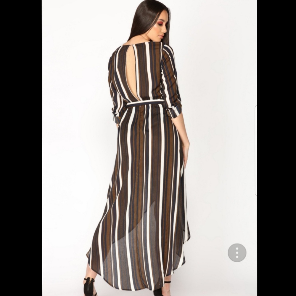 Stripped vneck dress - Picture 3 of 8